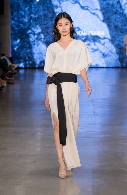 Kimono Long Dress with Obi Belt